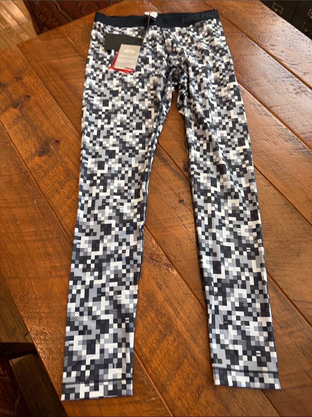 Nike Black & White Pixel Print Compression Leggings